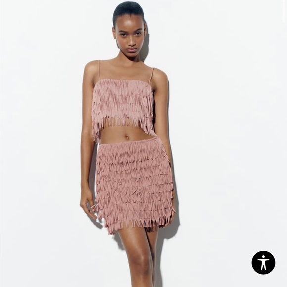 Zara Fringed Mini Skirt - size medium - Picture 2 of 8